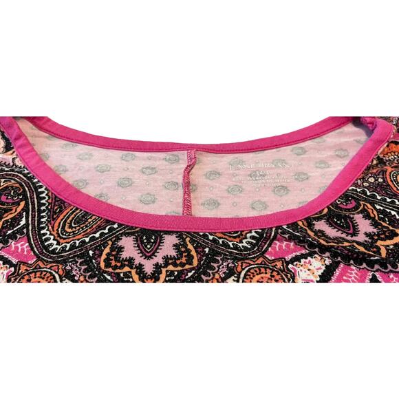 LANE BRYANT KAFTAN/KIMONO COLD SHOULDER TOP WOMENS, 14/16-PINK BROWN ORANGE ABST - Picture 3 of 12